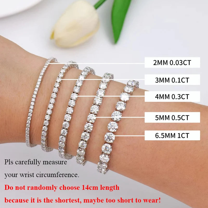 EWYA Sterling Silver Moissanite Bracelet