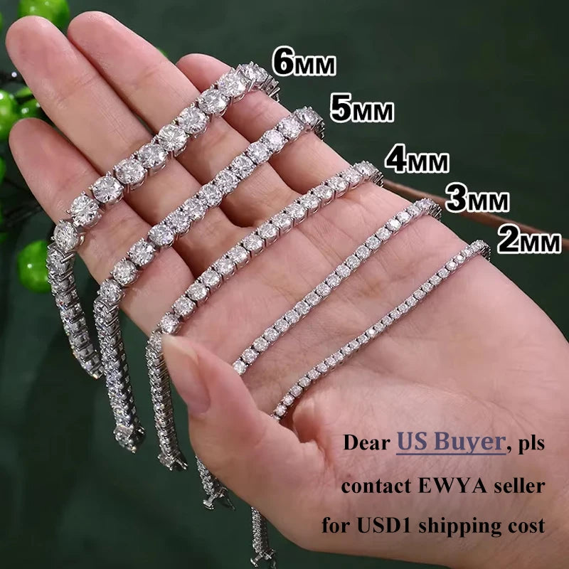 EWYA Sterling Silver Moissanite Bracelet