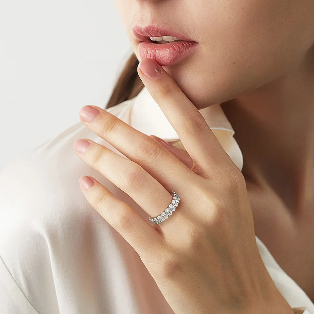 Serenity Oval Moissanite Sterling Silver Ring