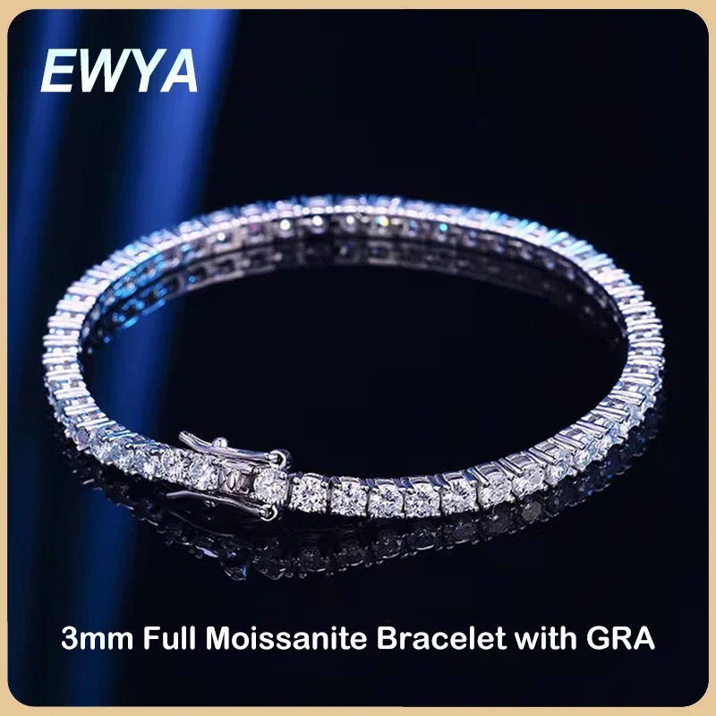 EWYA Sterling Silver Moissanite Bracelet